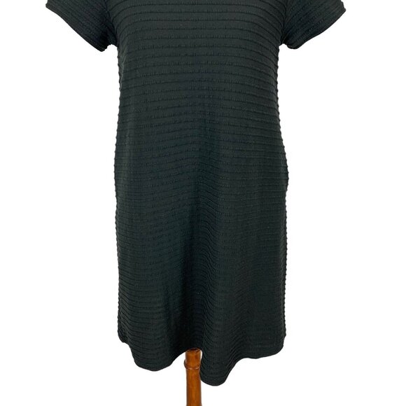 NET Collection Midi Dress Medium Black Minimalist Short Sleeve - Picture 3 of 8